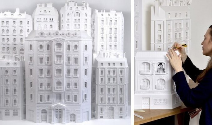 Архитектор строит из бумаги парижские мансарды (13 фото)
