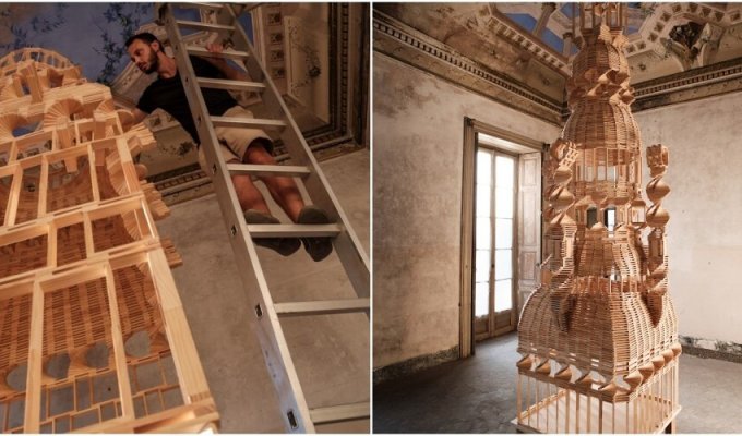 Итальянец делает гигантские фигуры из деревянных блоков (20 фото)