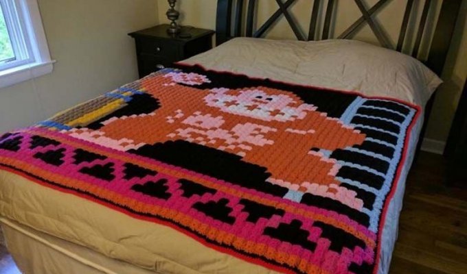 Эта бабушка, увлекающаяся вязанием крючком, посвящает свои одеяла ручной работы ретро компьютерным играм (16 фото)