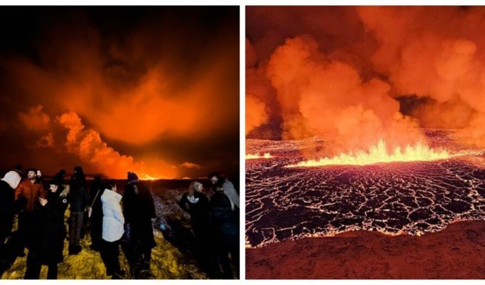 Любители острых ощущений стекаются к извергающемуся вулкану в Исландии (27 фото + 3 видео)