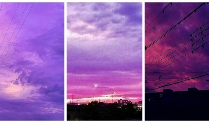 Фиолетовое небо, испугавшее японцев перед тайфуном, предвещало беду (5 фото)