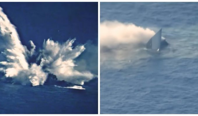 Американцы на учениях ракетами разнесли списанный фрегат (3 фото + 1 видео)