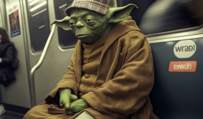 "Усталые и грустные": известные герои разных киновселенных в образе пассажиров метро (20 фото)