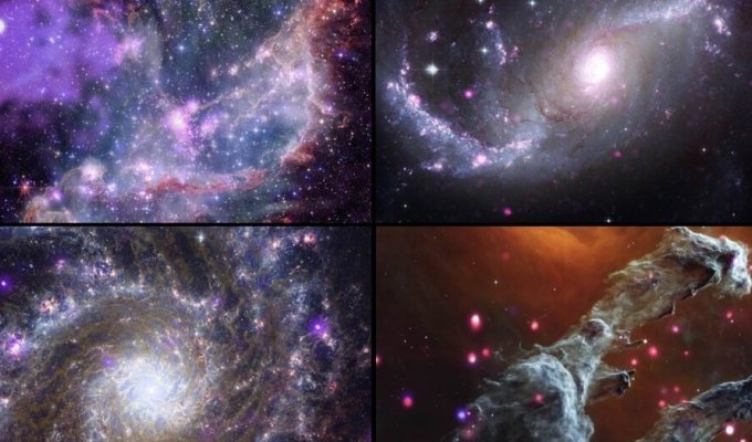 Истинные цвета Вселенной: NASA объединило снимки с космических телескопов «Джеймс Уэбб» и «Чандра» (5 фото)