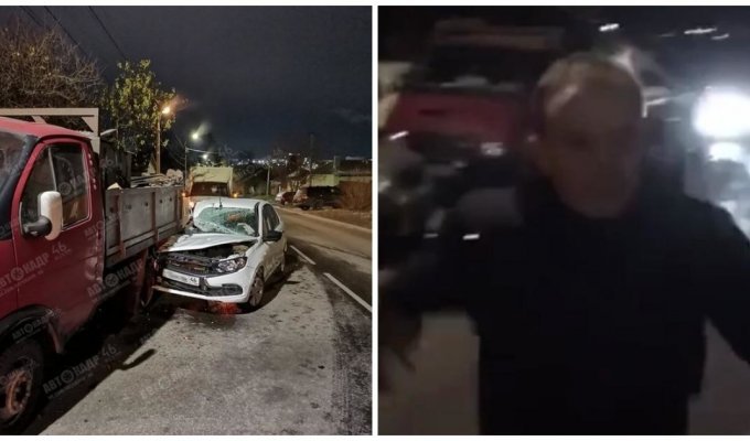 В Курске пьяный начальник угрозыска устроил аварию и напал на инспекторов ДПС (3 фото + 1 видео)
