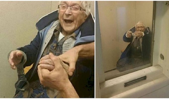 99-летняя голландка исполнила свою мечту, попав в тюремную камеру! (4 фото)