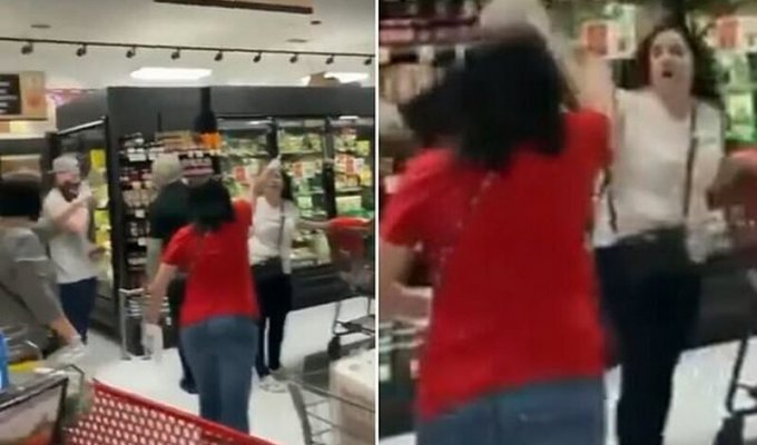 "Выметайся отсюда!": из нью-йоркского супермаркета выгнали покупательницу без маски (8 фото)