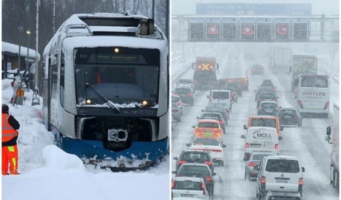 Европу завалили снегопады: в Австрии прогнозируют больше трех метров снега (19 фото)