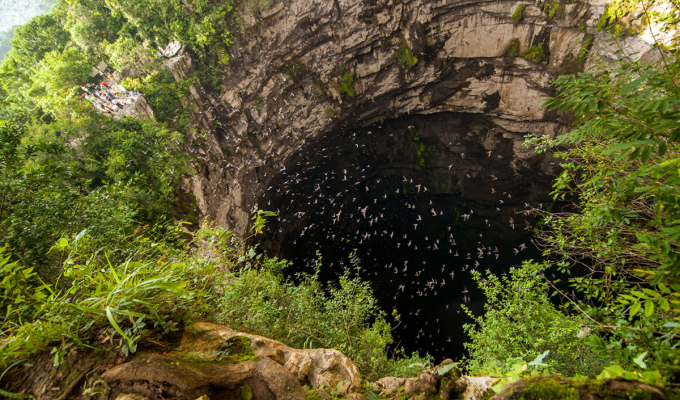 "Пещера ласточек", в которой нет ласточек, но куда очень любят падать люди (9 фото)