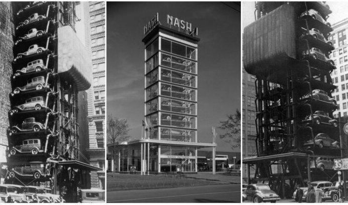 Экономия места: вертикальные автомобильные парковки из прошлого (12 фото)