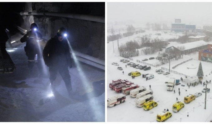 В Кузбассе при пожаре в шахте погибли 9 горняков (4 фото + 3 видео)