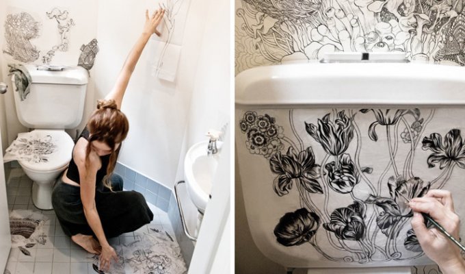 Дизайнер и модельер превратила свой скучный туалет в по-настоящему магическое место (10 фото)