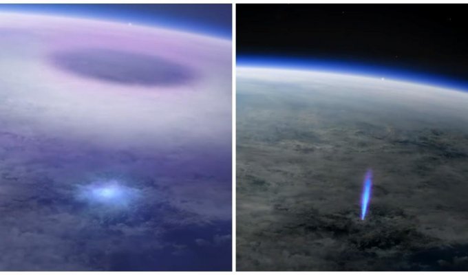 Эльф и синяя струя: камеры МКС засняли редкие молнии (3 фото + 1 видео)