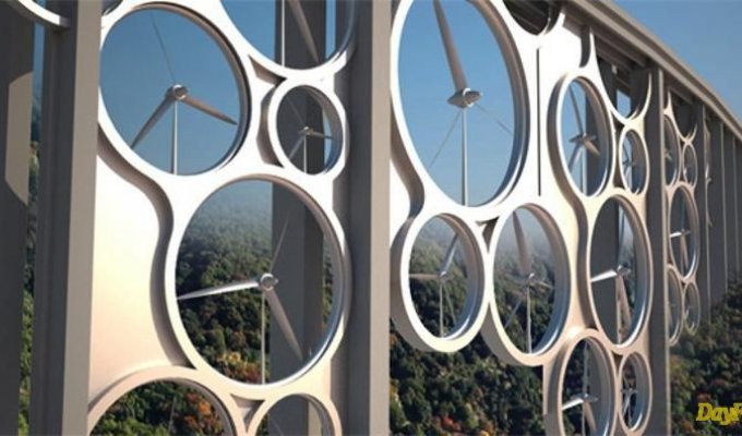Ветровые турбины, интегрированные в мосты (3 фото)
