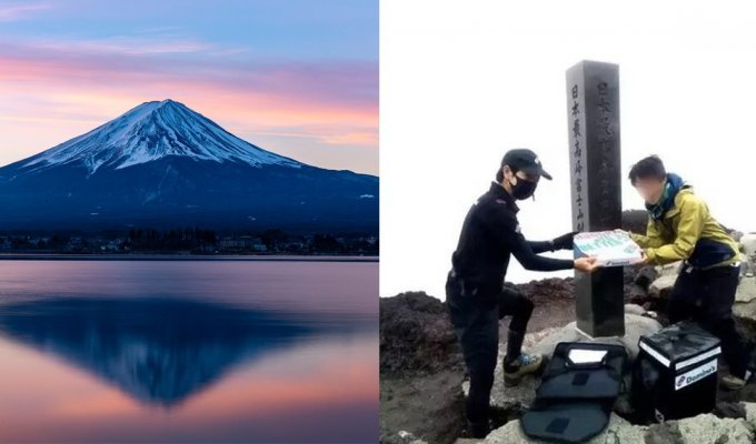 Страшный сон курьера: доставка еды на вершину Фудзиямы (4 фото)