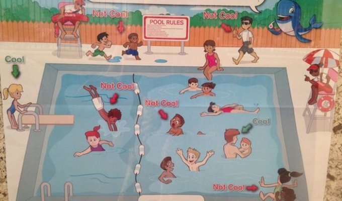 Красному Кресту пришлось извиняться за расистские плакаты с правилами поведения в бассейне (3 фото)