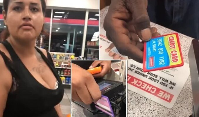 Американка попыталась расплатиться в магазине игрушечной кредиткой (6 фото + 1 видео)