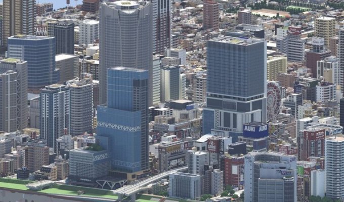 Японский геймер создаёт в Minecraft города, похожие на фотографии (8 фото + 1 видео)