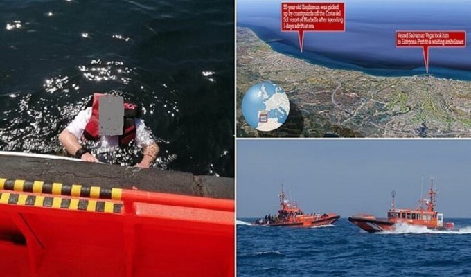 Испанская береговая охрана выловила в море странного британца (4 фото)