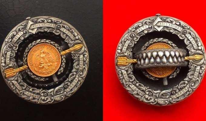 Российский умелец создал серебряный доллар-ловушку, который реально кусается (9 фото)