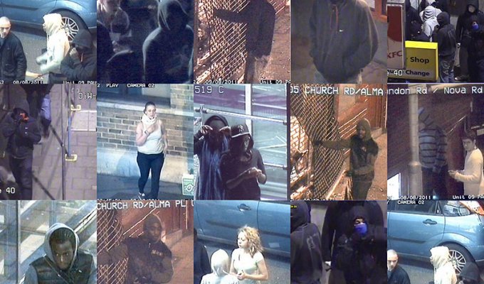 Лица участников погромов в Лондоне с камер наблюдения (14 фото)