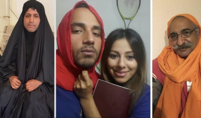 Иранские мужчины надевают хиджабы своих жен и матерей (29 фото)