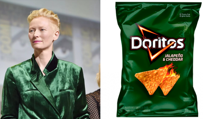 В сети сравнили наряды Тильды Суинтон с упаковками чипсов (11 фото)