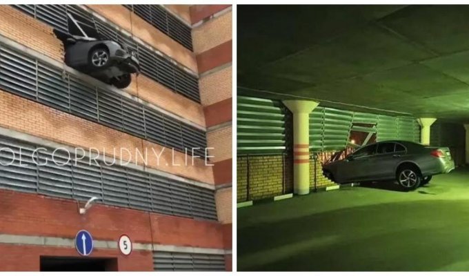 Водитель от бога: девушка припарковалась в стене здания в Долгопрудном (3 фото)
