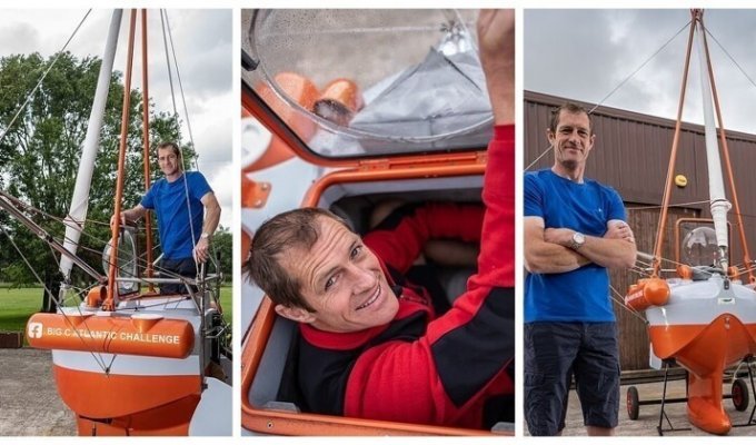 Британец хочет побить мировой рекорд, преодолев Атлантику на крошечной лодке (10 фото)