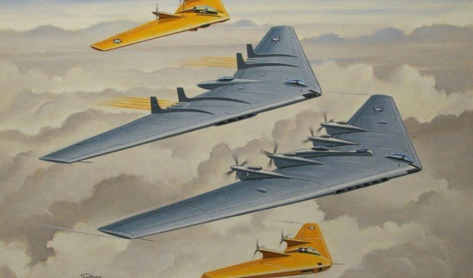 Летающие крылья Нортропа. Опытные бомбардировщики XB-35 и YB-49 (США) (88 фото)