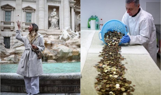 14 интересных снимков о том, куда отправляются монеты из главного фонтана Рима (15 фото)