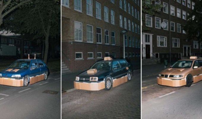 Этот парень по ночам превращает чужие автомобили в картонные суперкары (9 фото)