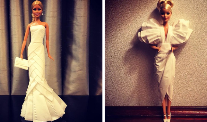 Заядлый коллекционер кукол Барби создаёт для них потрясающие платья из бумажных салфеток (21 фото)