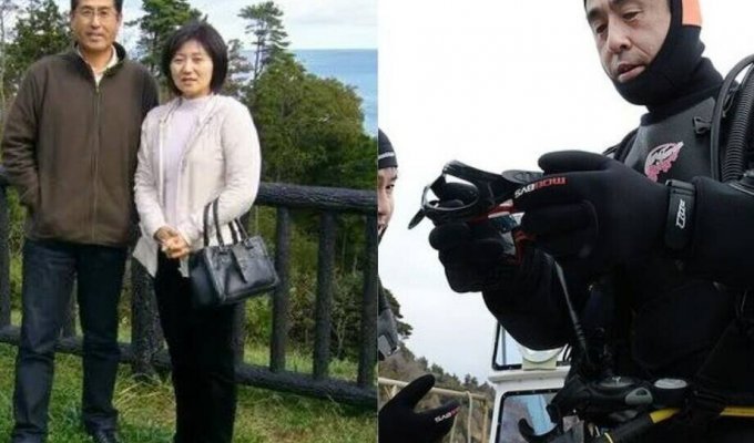 Японец больше десяти лет ищет жену в море, которая исчезла во время цунами (4 фото + 1 видео)