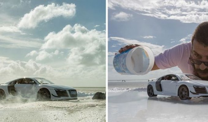 Фотограф сделал рекламные снимки Audi R8 с помощью игрушечной модели (8 фото)
