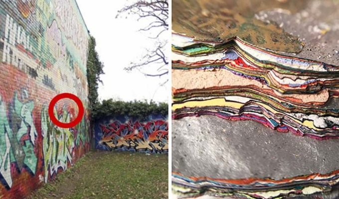 Огромный слой краски отвалился от 30-летнего граффити, и вот как он выглядит (10 фото)