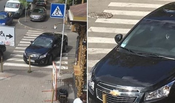 В Киеве автохам устроил парковку на “зебре”: опубликовано фото
