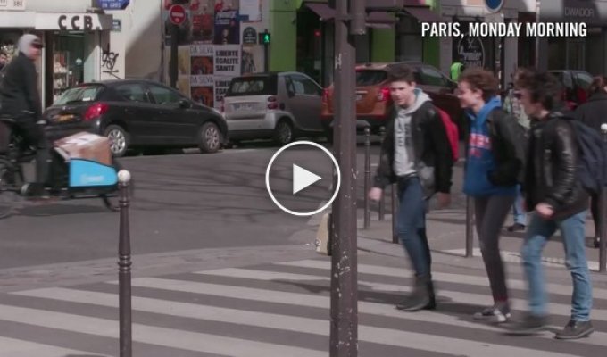 Французским пешеходам, нарушающим ПДД, преподали хороший урок