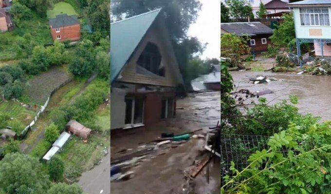 "Илюхин дом поехал!": в Подмосковье прорвало дамбу и смыло постройки (13 фото + 2 видео)