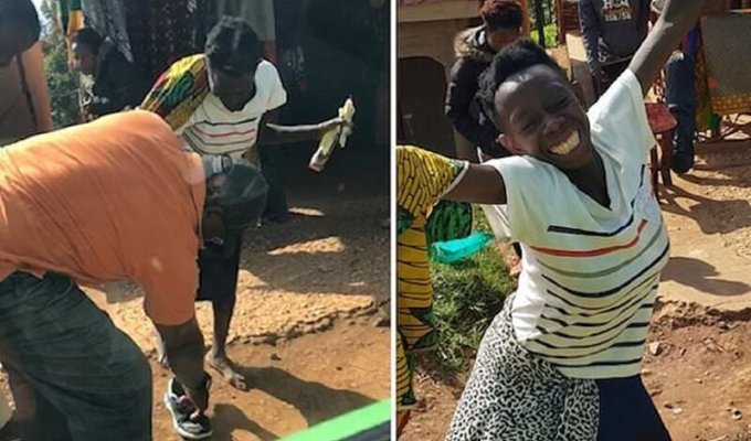 Угандийка счастлива, получив первую в жизни пару туфель (7 фото)