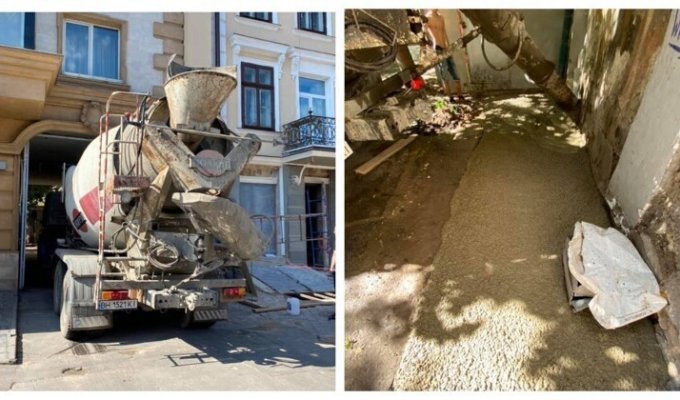 Разборки по-одесски: жители залили бетоном подвал депутата (6 фото)