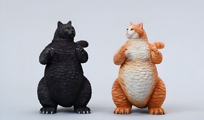 "Котзилла, теперь официально": китайская компания JXK Studio выпустила фигурки огнедышащих котиков (7 фото)