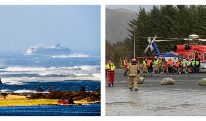 Круизный лайнер Viking Sky терпит бедствие у берегов Норвегии (6 фото + 1 видео)