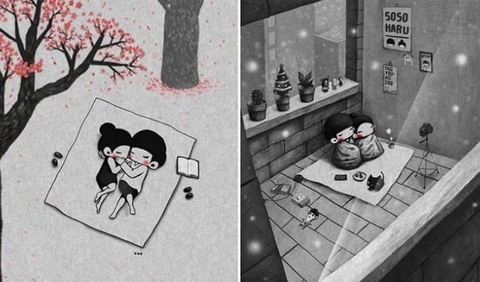 Маленькие милые моменты из жизни супругов, которые создаёт корейский иллюстратор (37 фото)