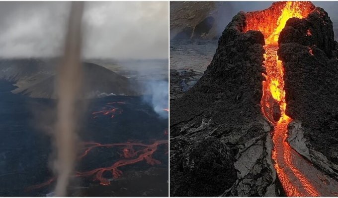 Новый вулкан в Исландии "извергает" торнадо (7 фото + 2 видео)