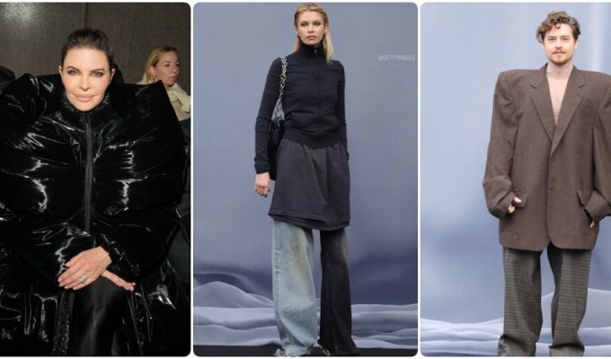 Грязные  штаны и куртки размером с дом: в чем пришли  знаменитости на показ модного дома Balenciaga (14 фото)