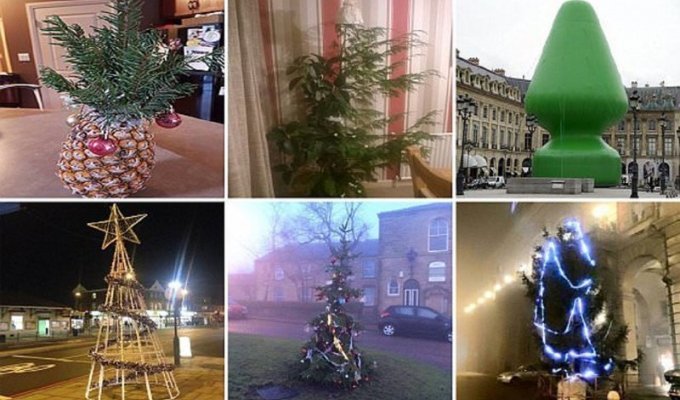 Самые уродливые новогодние елки сезона (17 фото)