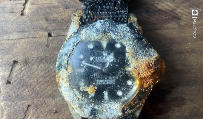 Дайвер нашёл на дне Тихого океана тикающие часы Rolex (3 фото)