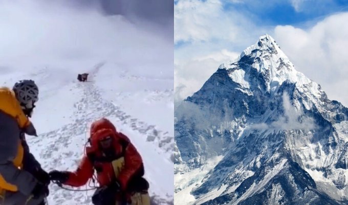 Участница восхождения на Эверест оказалась не готова к виду мёртвых альпинистов (3 фото + 1 видео)