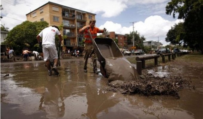 Наводнения в Австралии: вода ушла, и жители Брисбена начинают убирать улицы (22 фото)